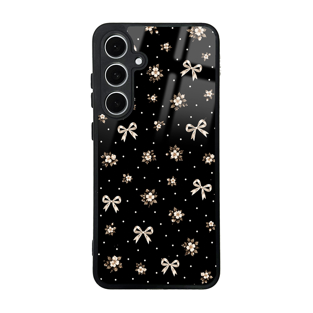 [RNZ-TA137365] Samsung Galaxy S24 FE Uyumlu Kılıf Kamera Korumalı Desenli Zore Lusi Kapak (Gold Fiyonk)