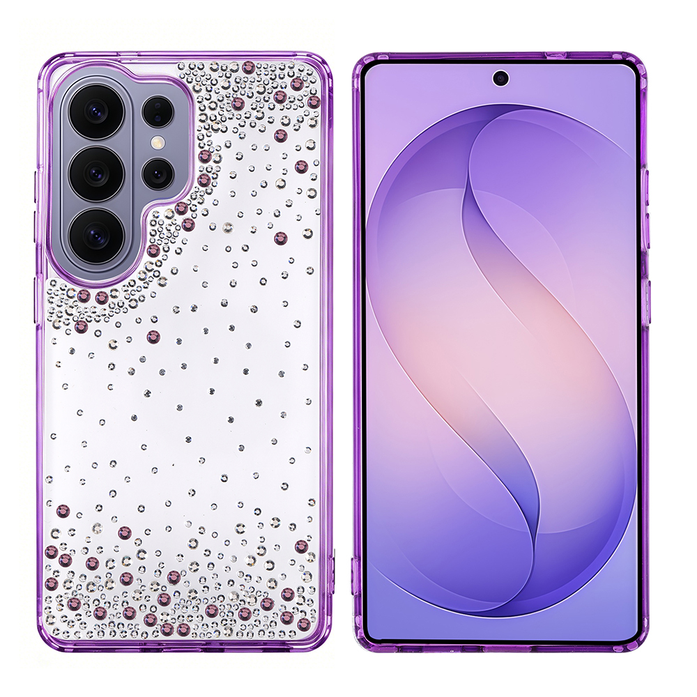 Samsung Galaxy S26 Ultra Uyumlu Kılıf Airbag Tasarımlı Damla Taşlı Şeffaf Zore Pera Silikon Kapak