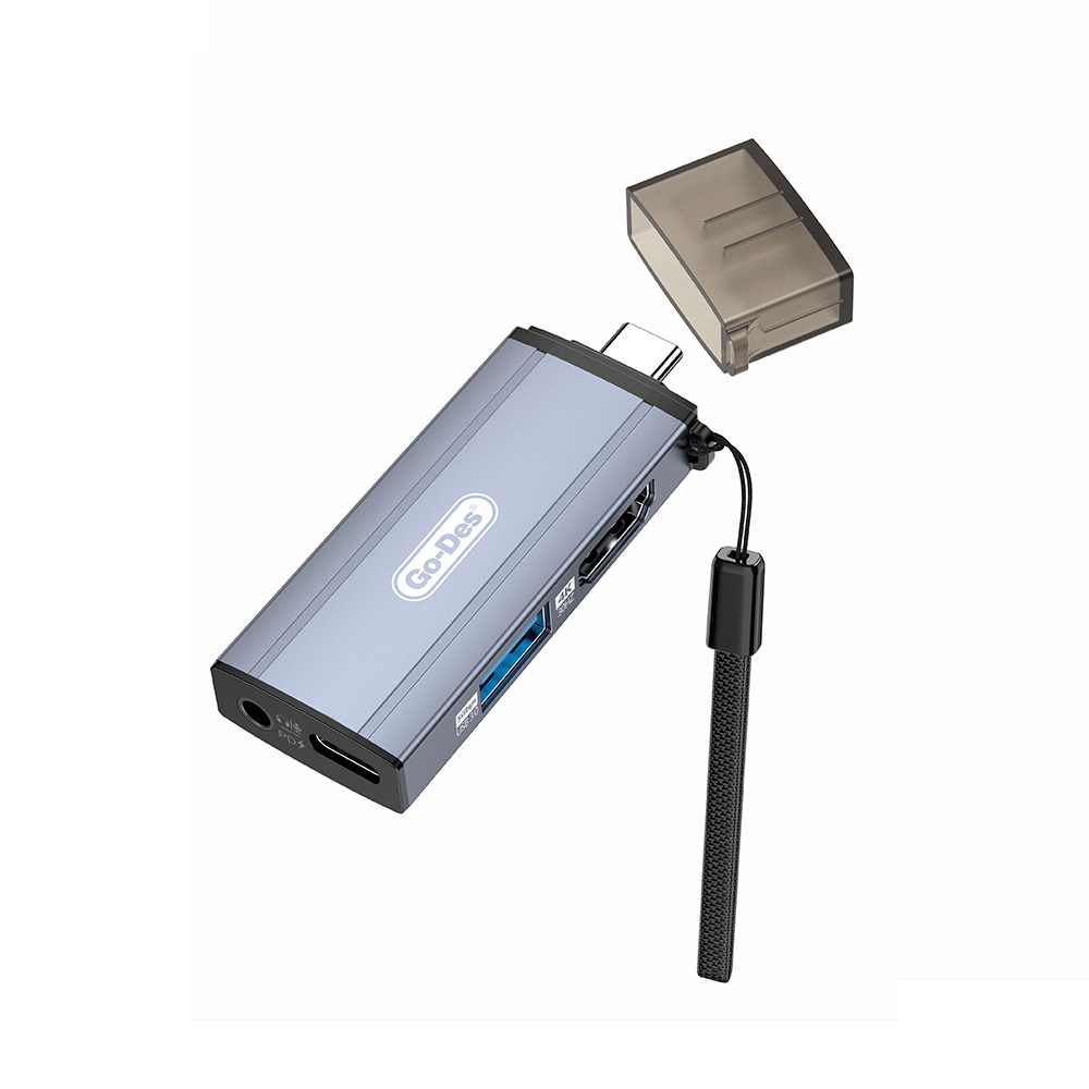 [RNZ-TA133291] Go Des GD-CT085 Type-C Bağlantılı 4in1 HDTV Ses ve Video Adaptörü USB3.0/Hdmi/3.5mm/4K Ultra HD 60hz