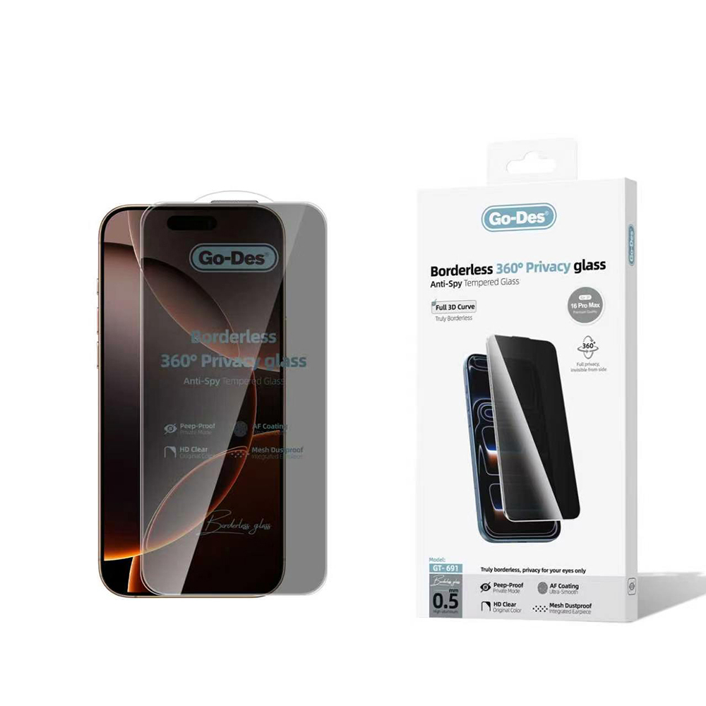 Apple iPhone 16 Pro Max Uyumlu Go Des AF Borderless Privacy Temperli Cam Ekran Koruyucu