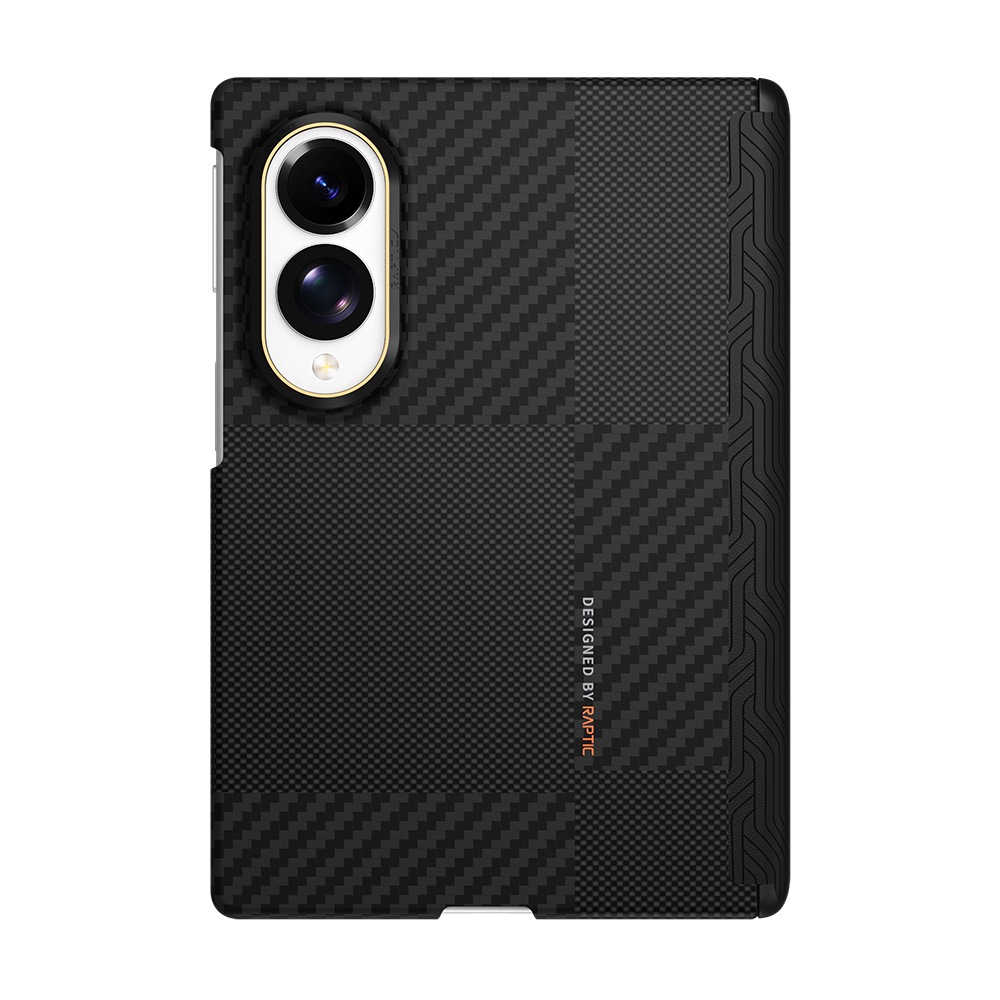 Samsung Galaxy Z Fold 8 Uyumlu Kılıf M-safe Şarj Özellikli Metal Kamera Çerçeveli Raptic Aramid SkinPro Serisi Karbon Kapak