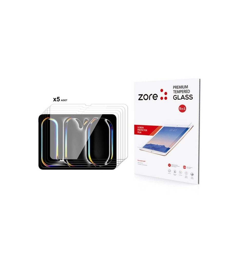 Apple iPad 11 Pro 2024 5in1 Uyumlu Ekran Camı Zore Tablet Temperli Cam Ekran Koruyucu