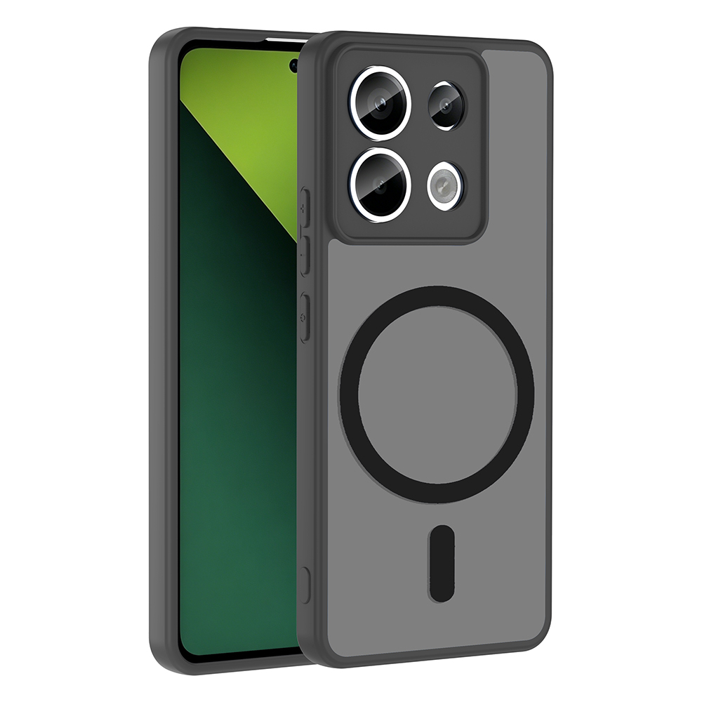 [RNZ-TA133200] Xiaomi Redmi Note 13 Pro 5G Uyumlu Kılıf M-safe Şarj Özellikli Zore Babet Kapak (Siyah)