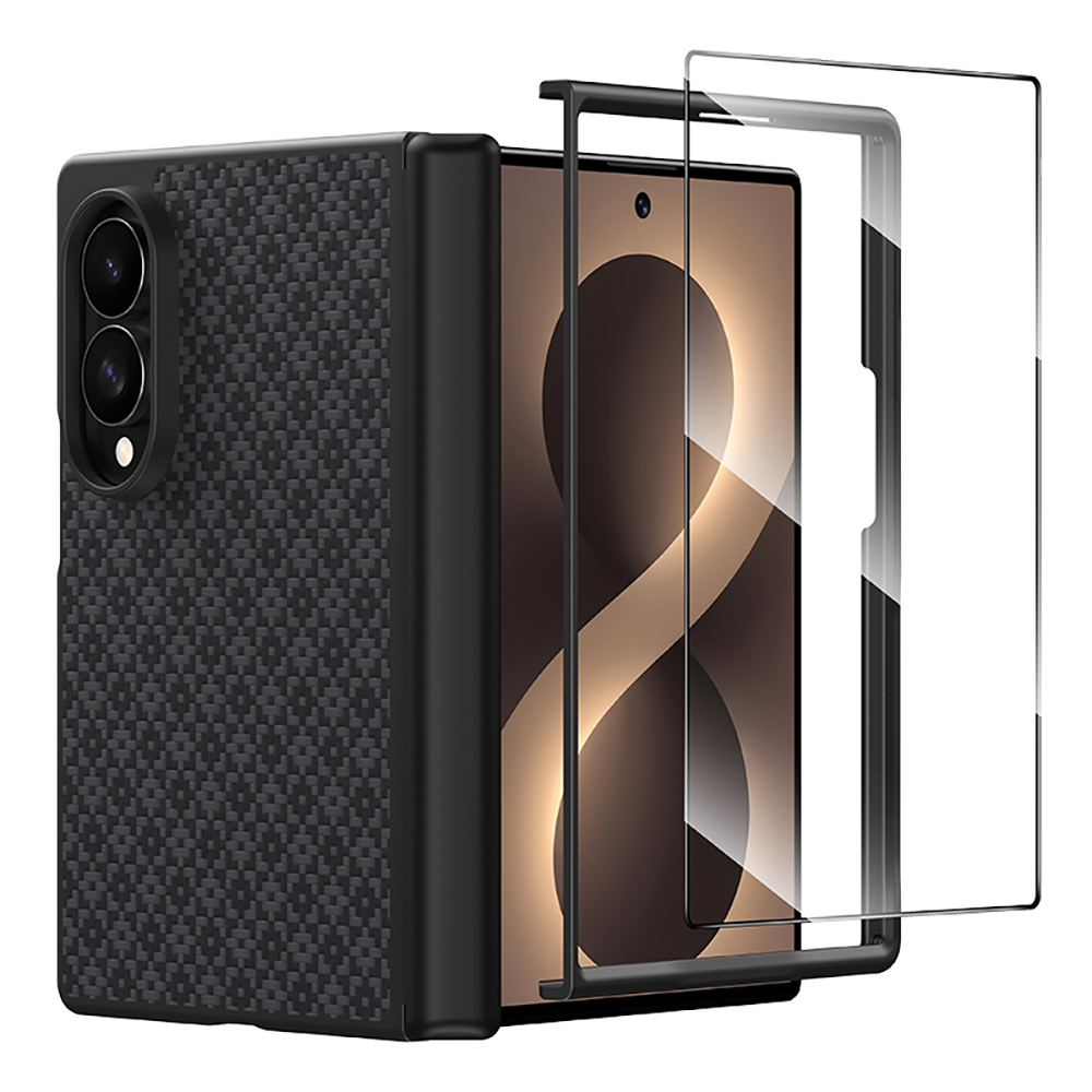 [RNZ-TA137397] Samsung Galaxy Z Fold 8 Uyumlu Benks ArmorPro ArmorGrid Grand Combo Üçlü Aksesuar Seti (Ön Arka Kevlar Karbon Kapak + Ekran Koruyucu) (Siyah)