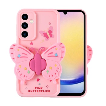 Samsung Galaxy A25 Uyumlu Kılıf Kamera Korumalı Figür Tasarımlı Zore Kapya Kapak (Pembe Açık)