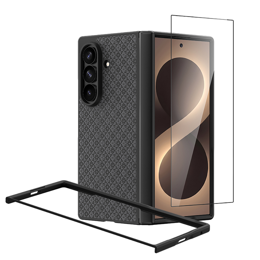 [RNZ-TA137400] Samsung Galaxy Z Fold 8 Ultra Uyumlu Benks ArmorPro ArmorGrid Grand Combo Üçlü Aksesuar Seti (Ön Arka Kevlar Karbon Kapak + Ekran Koruyucu) (Siyah)