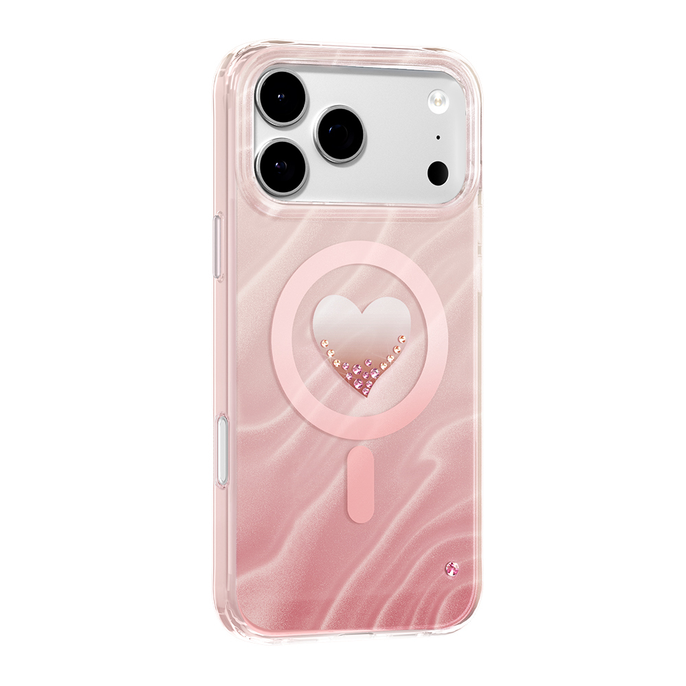 Apple iPhone 17 Pro Uyumlu Kılıf M-Safe Şarj Özellikli Orjinal Swarovski Taşlı Zore Paris Rovix Sert PC Kapak