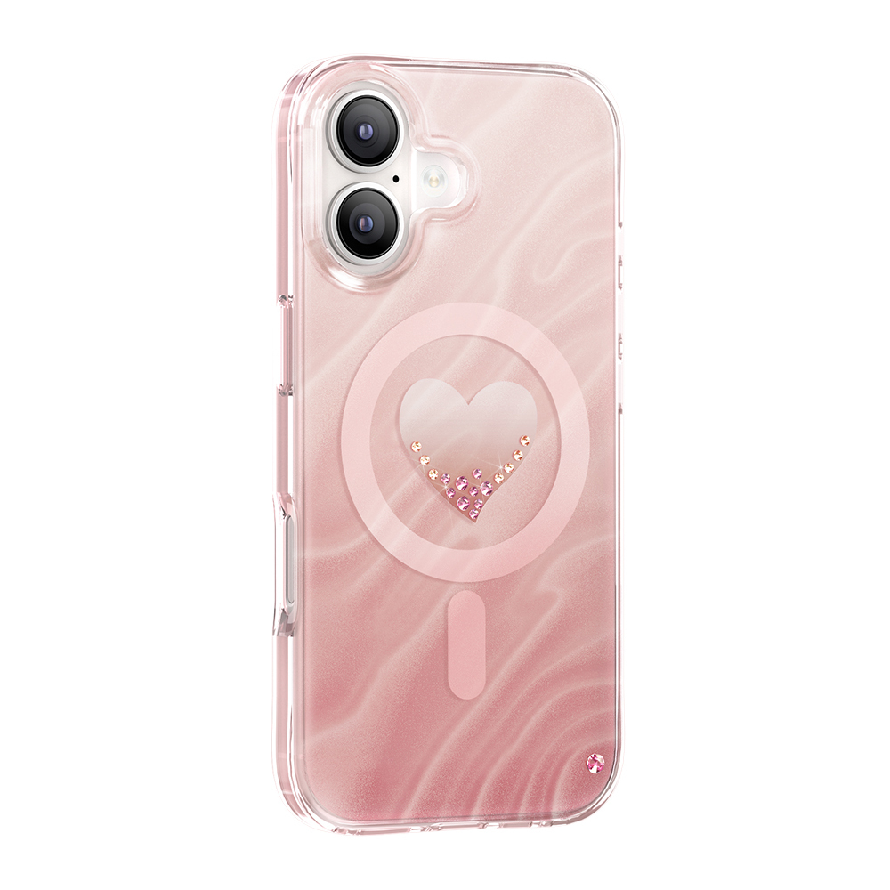 Apple iPhone 17 Uyumlu Kılıf M-Safe Şarj Özellikli Orjinal Swarovski Taşlı Zore Paris Rovix Sert PC Kapak