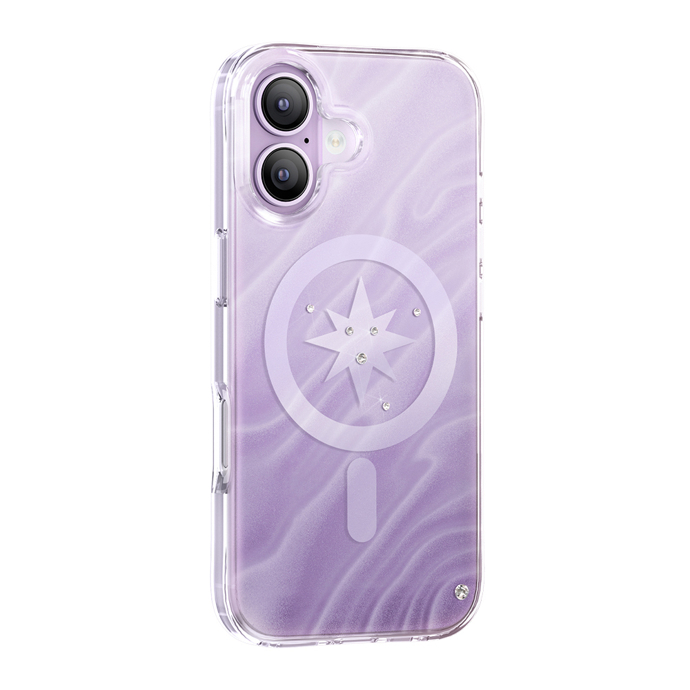 Apple iPhone 17 Uyumlu Kılıf M-Safe Şarj Özellikli Orjinal Swarovski Taşlı Zore Paris Rovix Sert PC Kapak
