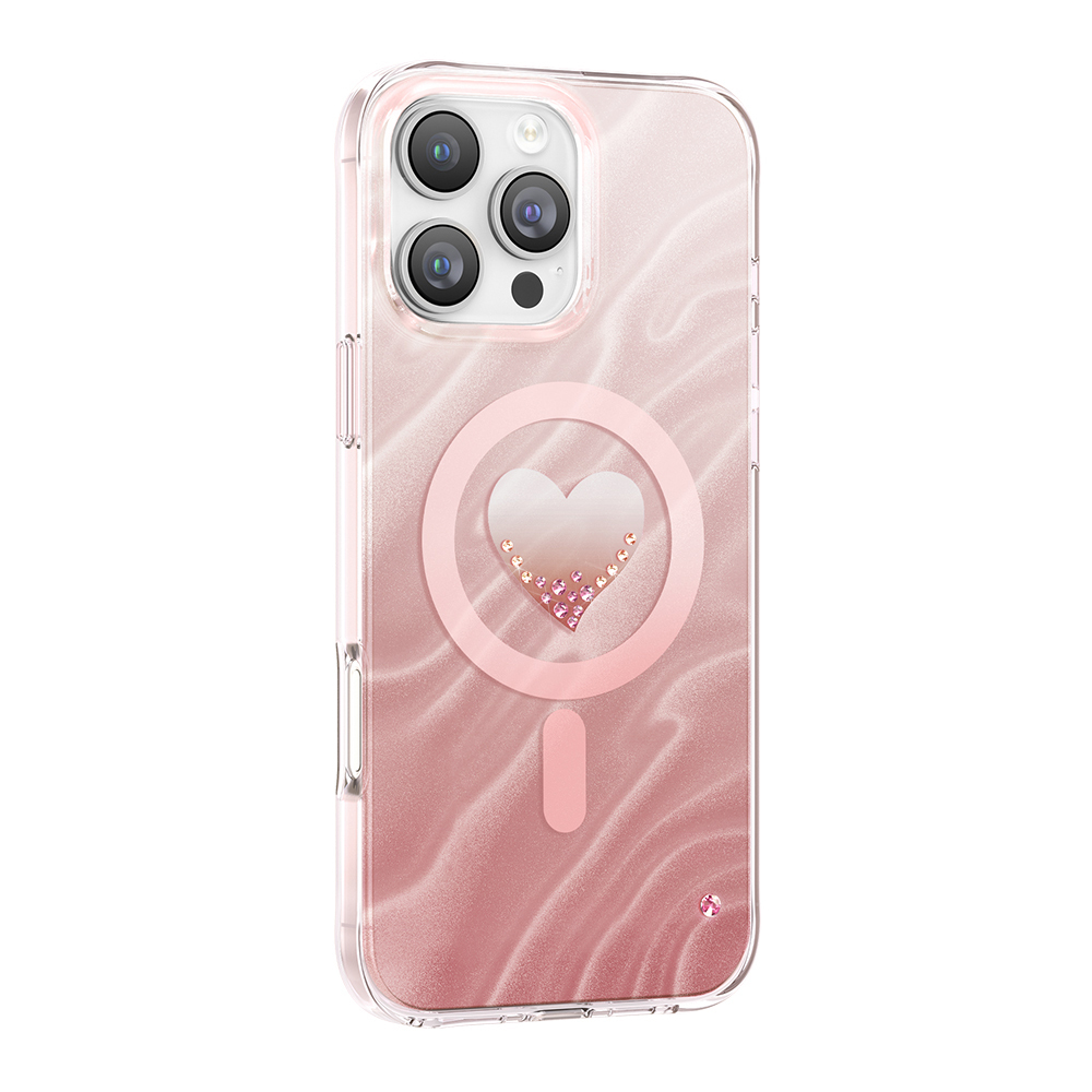Apple iPhone 16 Pro Max Uyumlu Kılıf M-Safe Şarj Özellikli Orjinal Swarovski Taşlı Zore Paris Rovix Sert PC Kapak