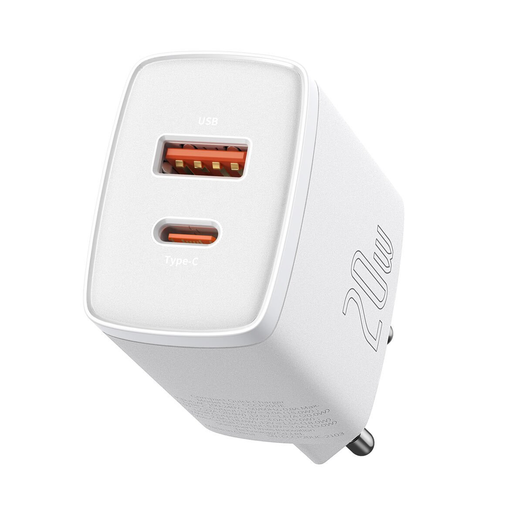 Baseus Compact 20W USB + TYPE-C Çıkışlı QC3.0 Hızlı Şarj Başlığı Şarj Aleti