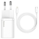 Baseus Super Si 1C 20W Hızlı Şarj Adaptörü + Type-C to Lightning iPhone 1m Şarj Kablosu