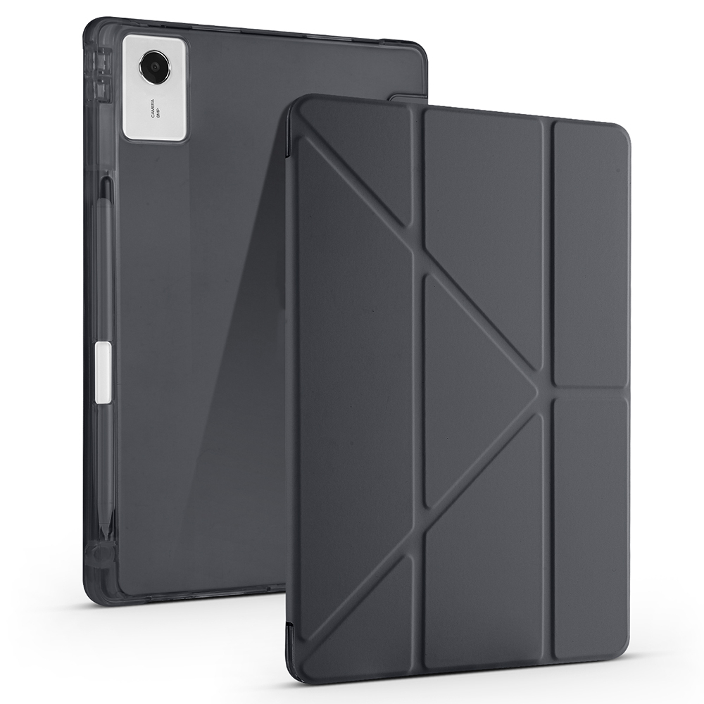 [RNZ-TA133269] Lenovo Idea Tab Plus 12.1 Uyumlu Kılıf Zore Tri Folding Kalem Bölmeli Standlı Kılıf (Siyah)