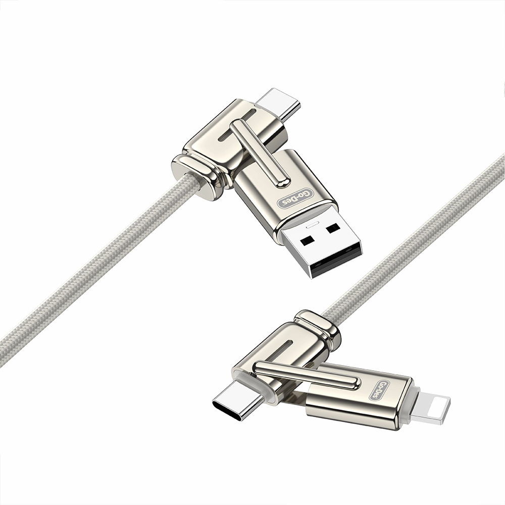 [RNZ-TA133287] Go Des GD-UC832 4in1 PD Çoklu USB-A + Type-C to Type-C + Lightning Şarj ve Data Kablosu
