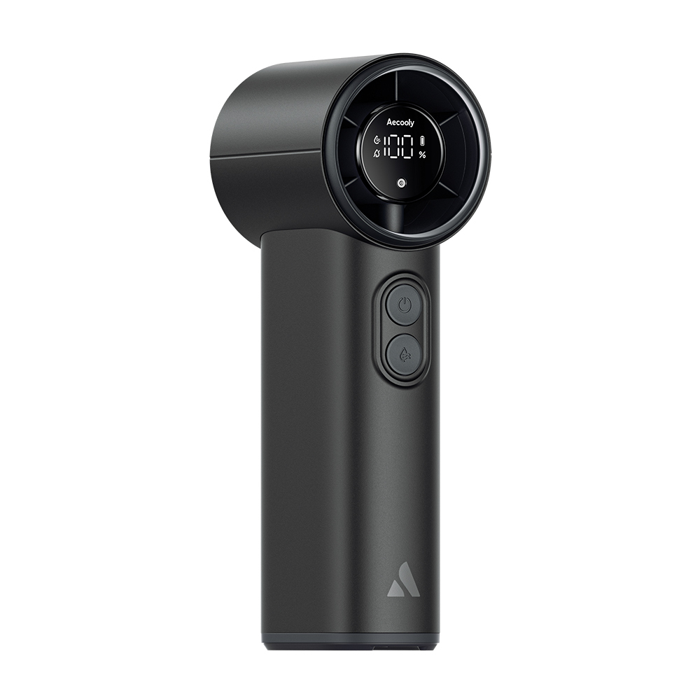 [RNZ-TA132890] Aecooly PM02 Dijital LED Göstergeli Mist Chill Özellikli 5 Kademeli Portatif Soğutucu El Fanı (Siyah)