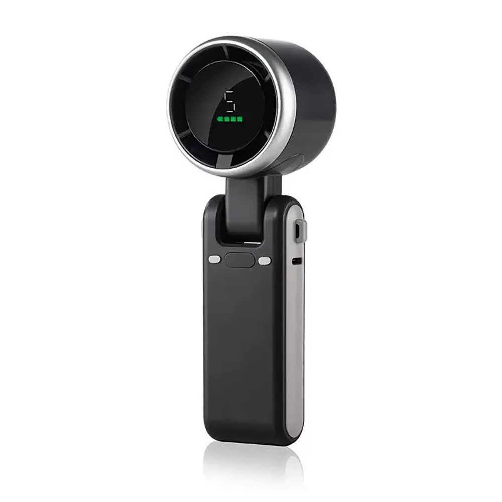 [RNZ-TA134708] Zore DD5021 Dijital LED Göstergeli Boyun Askılı Katlanabilir Portatif Mini Soğutucu El Fanı (Siyah)