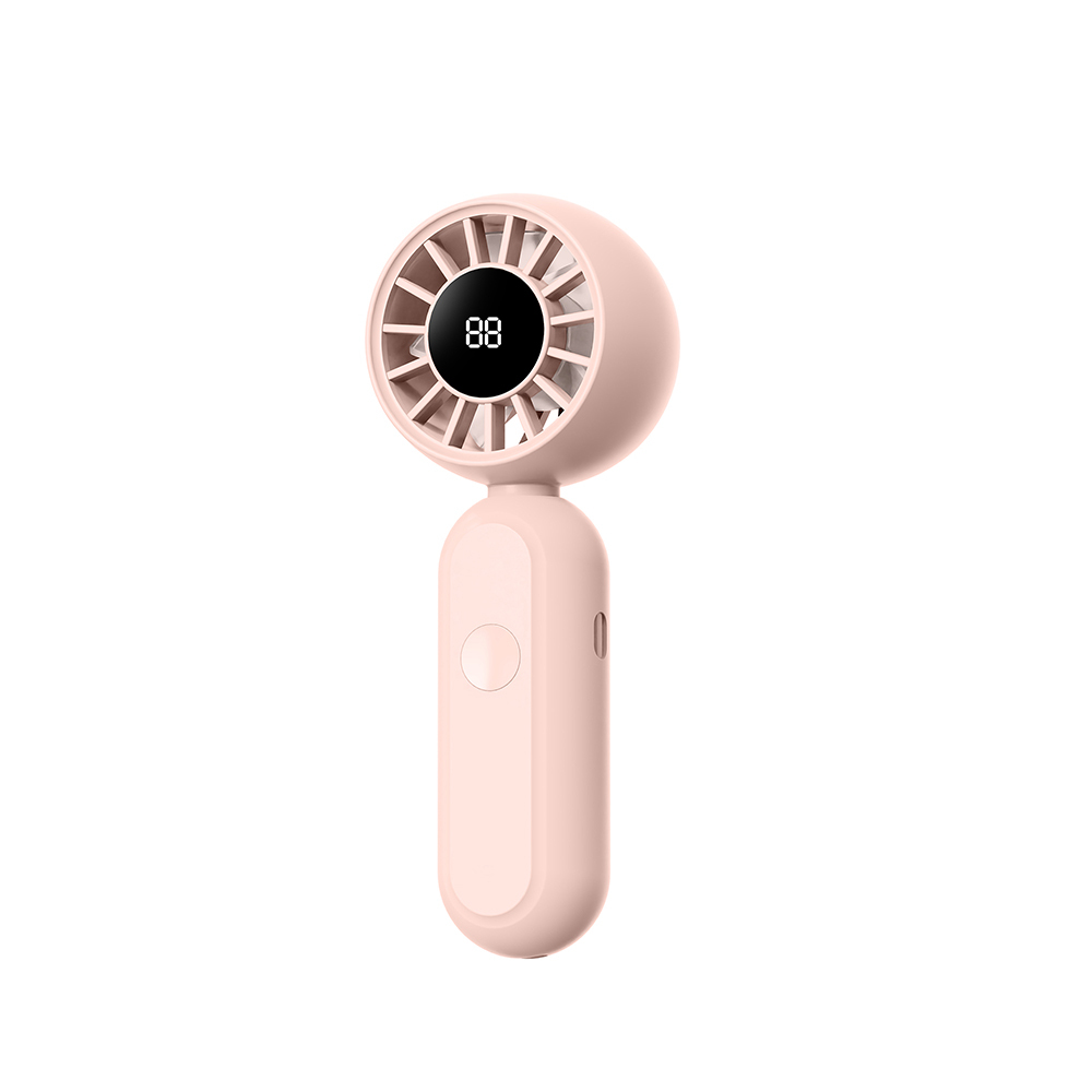 [RNZ-TA134716] Wiwu Wi-FS017 Bubble Mini Pro Serisi 3 Kademeli Dijital LED Göstergeli Katlanabilir Portatif Soğutucu El Fanı (Pembe)