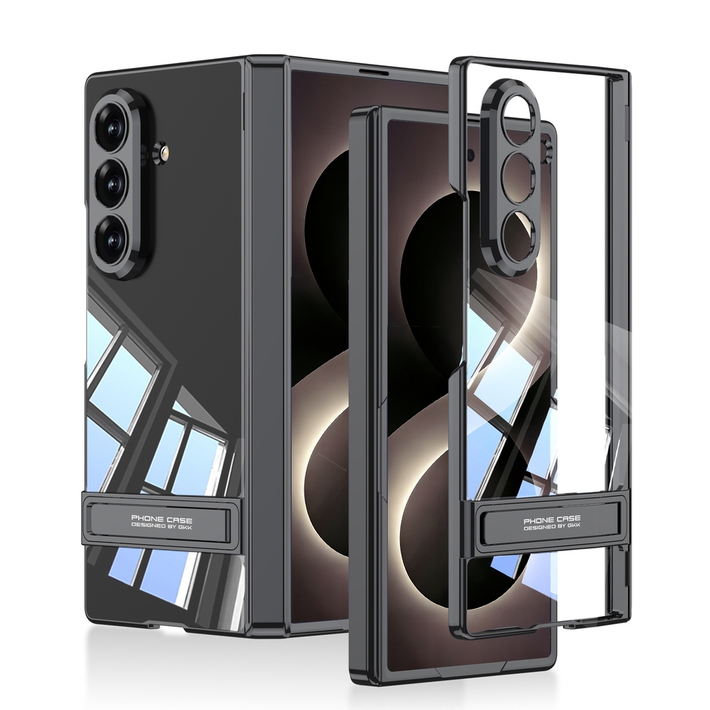 [RNZ-TA137994] Samsung Galaxy Z Fold 8 Ultra Uyumlu Kılıf Kamera Korumalı Şeffaf Tasarımlı Zore Lego Standlı Kapak (Siyah)