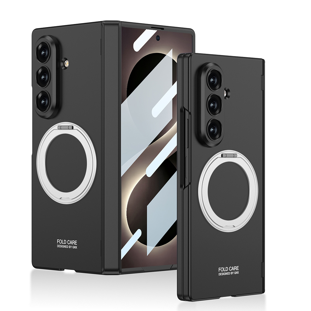 [RNZ-TA137958] Samsung Galaxy Z Fold 8 Ultra Uyumlu Kılıf M-safe Şarj Özellikli Zore Kıpta KPT-07 Ring Standlı Sert PC Kapak (Siyah)