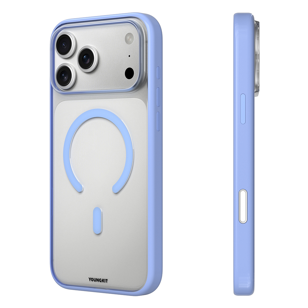 [RNZ-TA138087] Apple iPhone 17 Pro Max Uyumlu Kılıf M-safe Şarj Özellikli Youngkit High Definition Serisi Kapak (Mavi)
