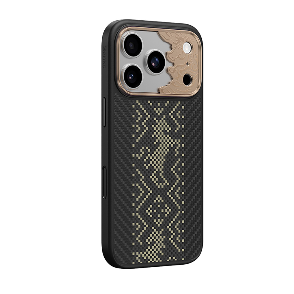 Apple iPhone 17 Pro Uyumlu Kılıf M-safe Şarj Özellikli Karbon Fiber Tasarımlı Benks Knight ArmorPro Kevlar Kapak