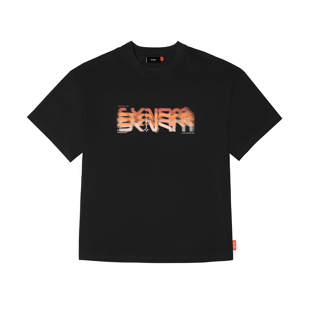 [RNZ-TA137883] Skinarma Glitch Kısa Kollu Oversize Unisex Bisiklet Yaka Siyah Tişört (Medium)