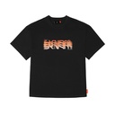 Skinarma Glitch Kısa Kollu Oversize Unisex Bisiklet Yaka Siyah Tişört