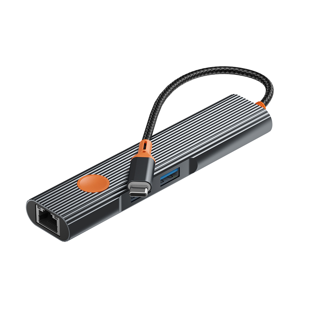 [RNZ-TA136727] Wiwu Wi-HB005 Travel Serisi 5in1 HDMI (4K@60Hz) Girişli + RJ45 + 100W PD Type-C Hub Bağlantı İstasyonu