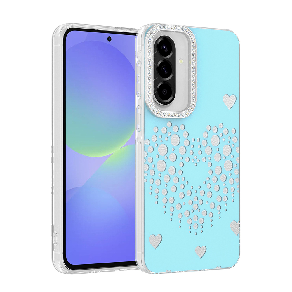 [RNZ-TA137626] Samsung Galaxy A37 Uyumlu Kılıf Damla Taşlı Zore Rivas Sert PC Kapak (Mavi)