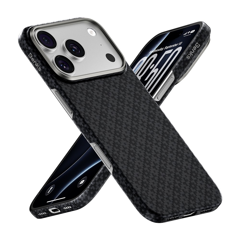 Apple iPhone 18 Pro Max Kılıf M-Safe Şarj Özellikli Benks ArmorAir ArmorGrid Serisi Yükseltilmiş Kamera Çerçevesi C1 Kevlar Karbon Kapak