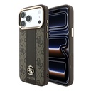 Apple iPhone 18 Pro Kılıf Guess Orjinal Lisanslı M-safe Şarj Özellikli Deri 4G Desenli Şeritli Yazı Logolu Kapak