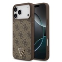 Apple iPhone 18 Pro Max Uyumlu Kılıf Guess Orjinal Lisanslı M-safe Şarj Özllikli PU Deri Taşlı Üçgen Logo 4G Desenli Strass Kapak