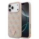 Apple iPhone 18 Pro Max Uyumlu Kılıf Guess Orjinal Lisanslı M-safe Şarj Özllikli PU Deri Taşlı Üçgen Logo 4G Desenli Strass Kapak