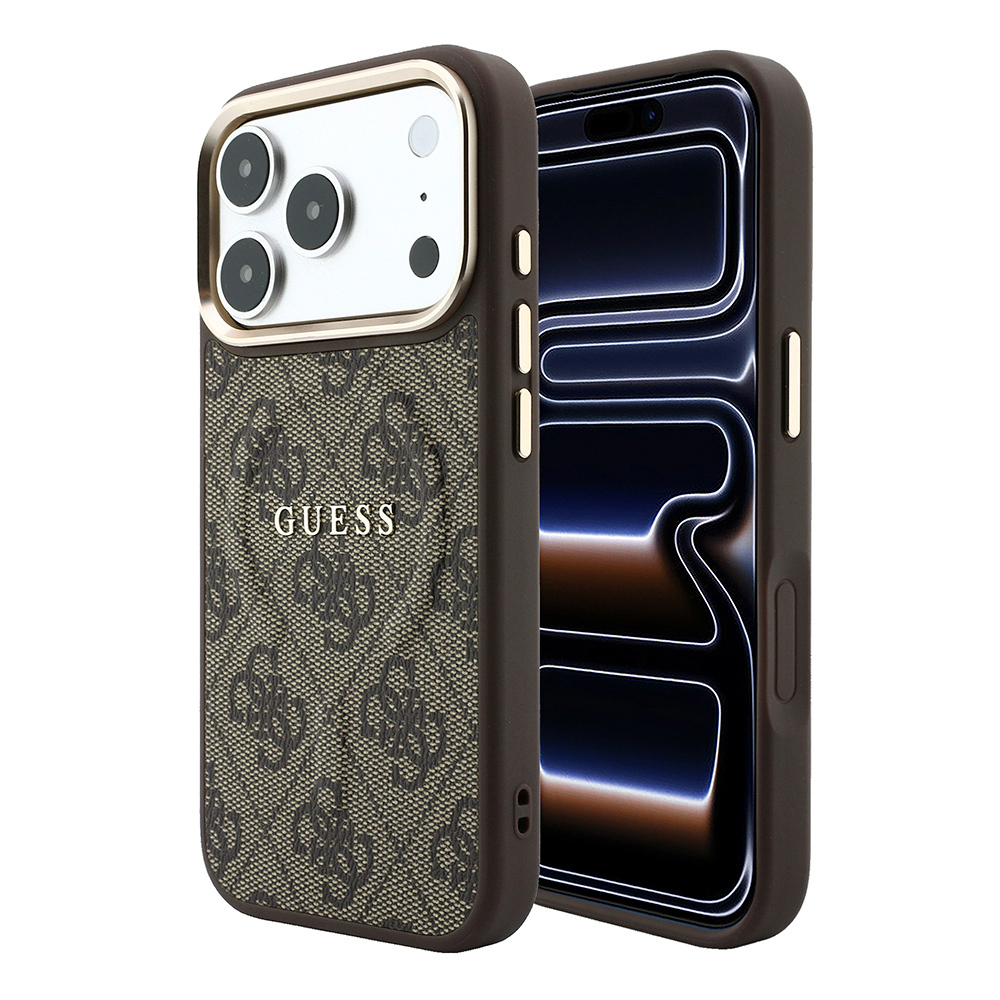Apple iPhone 18 Pro Max Uyumlu Kılıf Guess Orjinal Lisanslı M-safe Şarj Özellikli Metal Kamera Çerçeveli C-Magnet 4G Desenli Yazı Logolu Kapak