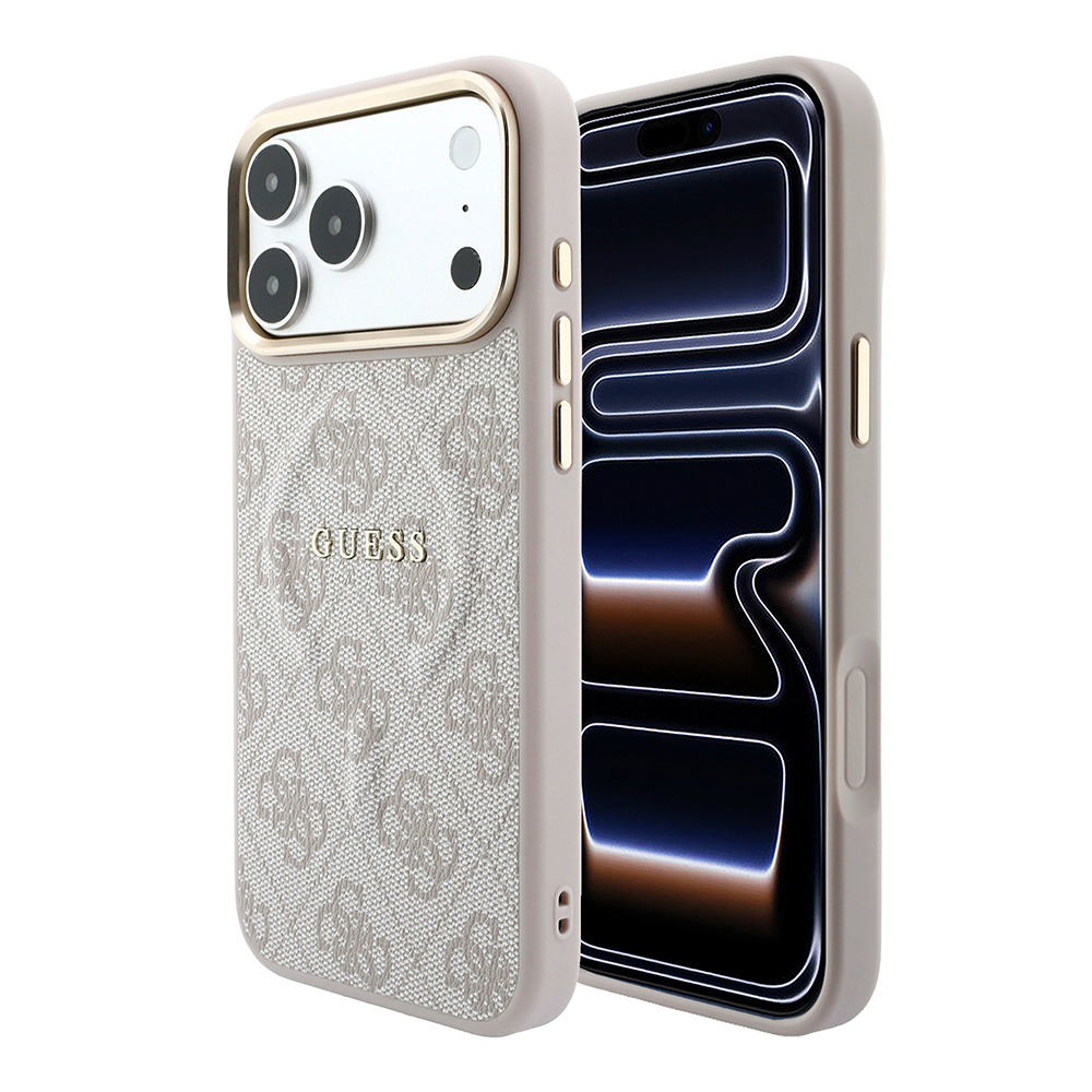 Apple iPhone 18 Pro Max Uyumlu Kılıf Guess Orjinal Lisanslı M-safe Şarj Özellikli Metal Kamera Çerçeveli C-Magnet 4G Desenli Yazı Logolu Kapak