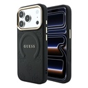 Apple iPhone 18 Pro Max Kılıf Guess Orjinal Lisanslı M-safe Şarj Özellikli Sıcak Baskılı Yazı Logolu C-Magnet PU Deri Peony Kapak