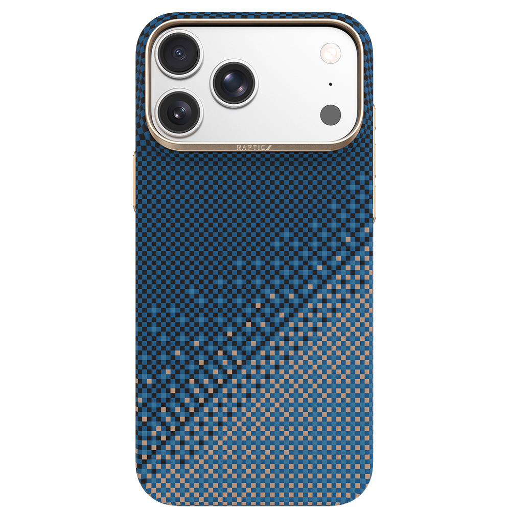 [RNZ-TA134584] Apple iPhone 18 Pro Kılıf M-safe Şarj Özellikli Raptic Aramid Skin Serenity Serisi Karbon Kapak (Lacivert)