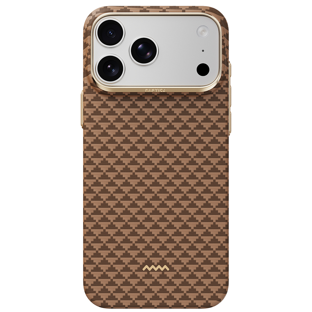 [RNZ-TA135302] Apple iPhone 18 Pro Max Kılıf M-safe Şarj Özellikli Raptic Aramid Skin Origin Serisi Karbon Kapak (Kahverengi)