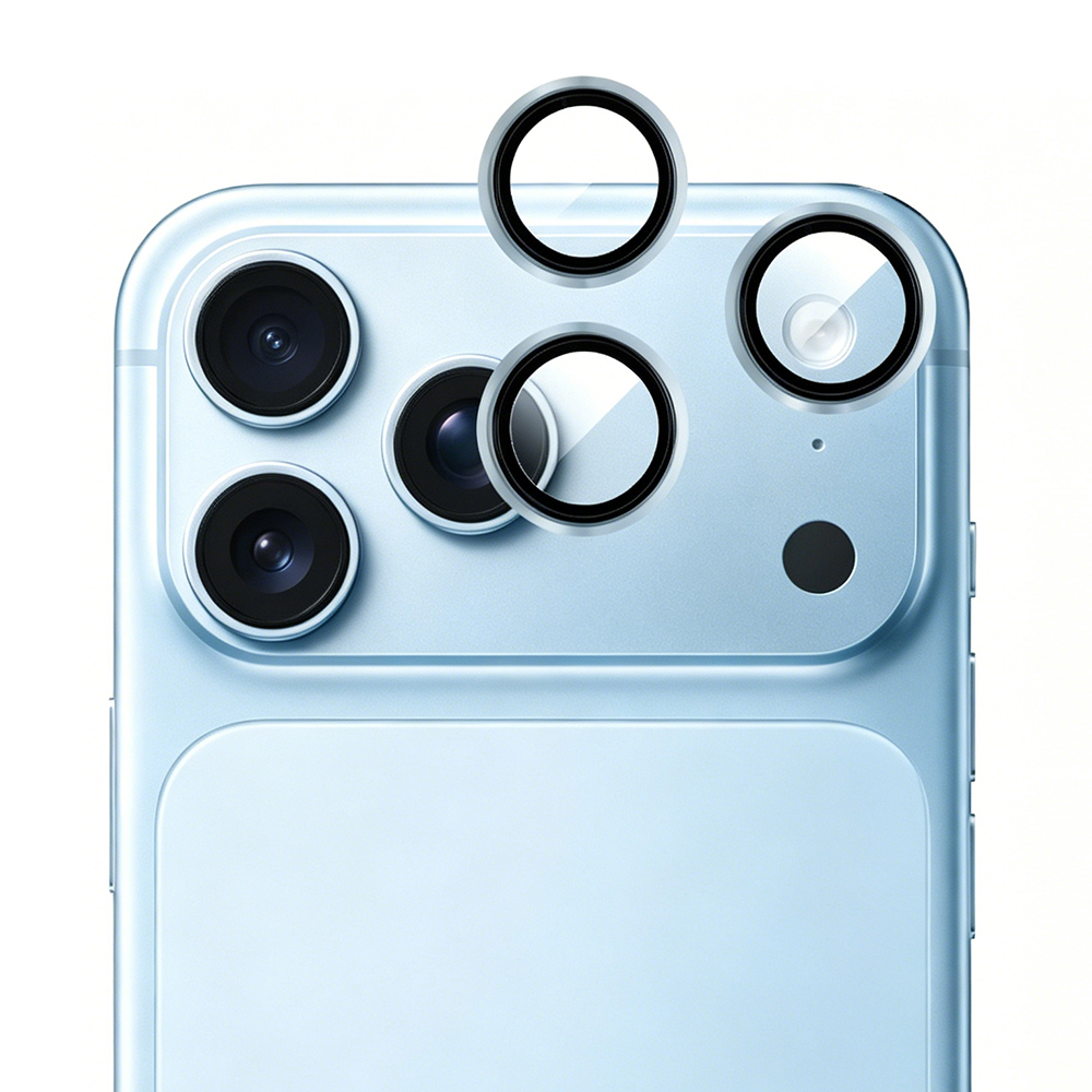 [RNZ-TA136850] Apple iPhone 18 Pro Uyumlu Mohseven Sapphire One by One Alüminyum Safir Kamera Lens Koruyucu (Mavi)