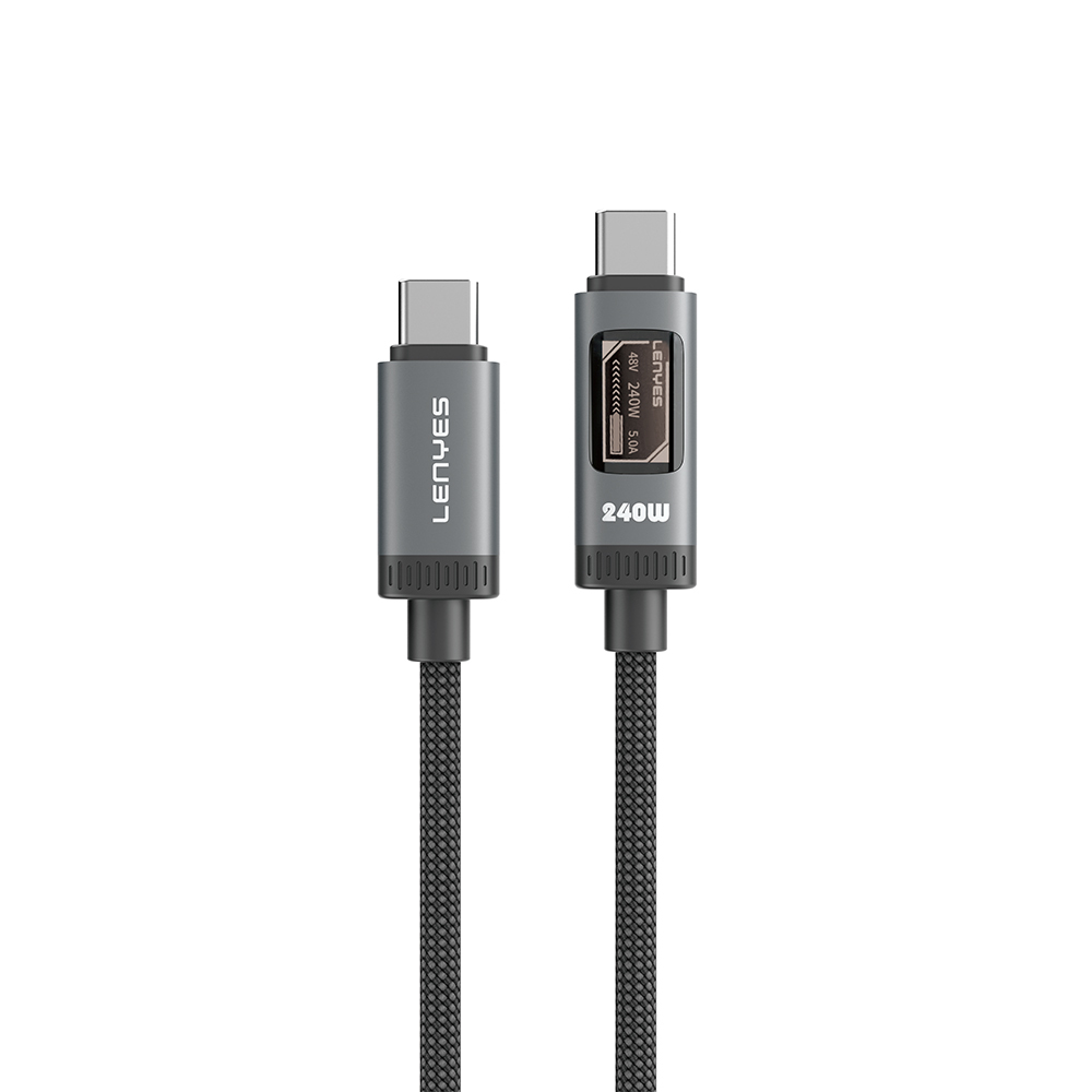 [RNZ-TA136902] Lenyes LC571 OLED Dijital Ekranlı Type-C to Type-C Data ve Şarj Kablosu 240W 1.2M