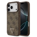 Apple iPhone 18 Pro Uyumlu Kılıf Guess Orjinal Lisanslı M-safe Şarj Özllikli PU Deri Taşlı Üçgen Logo 4G Desenli Strass Kapak
