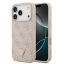 Apple iPhone 18 Pro Kılıf Guess Orjinal Lisanslı M-safe Şarj Özllikli PU Deri Taşlı Üçgen Logo 4G Desenli Strass Kapak
