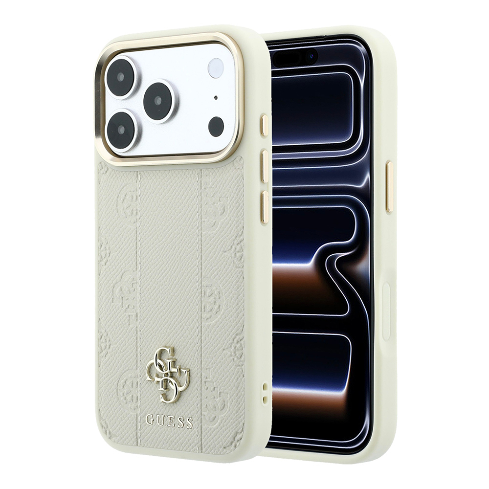 Apple iPhone 18 Pro Uyumlu Kılıf Guess Orjinal Lisanslı M-safe Şarj Özellikli Şeritli Peony 4G ve Yazı Logolu Kapak