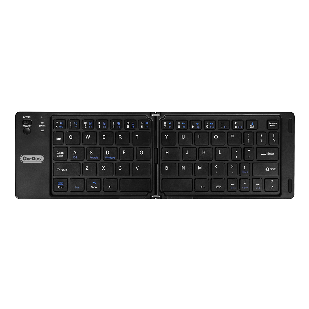 [RNZ-TA136899] Go Des GD-KB326 Sessiz Tuş Tasarımlı Katlanabilir Bluetooth Bağlantılı Kablosuz Klavye (Siyah)