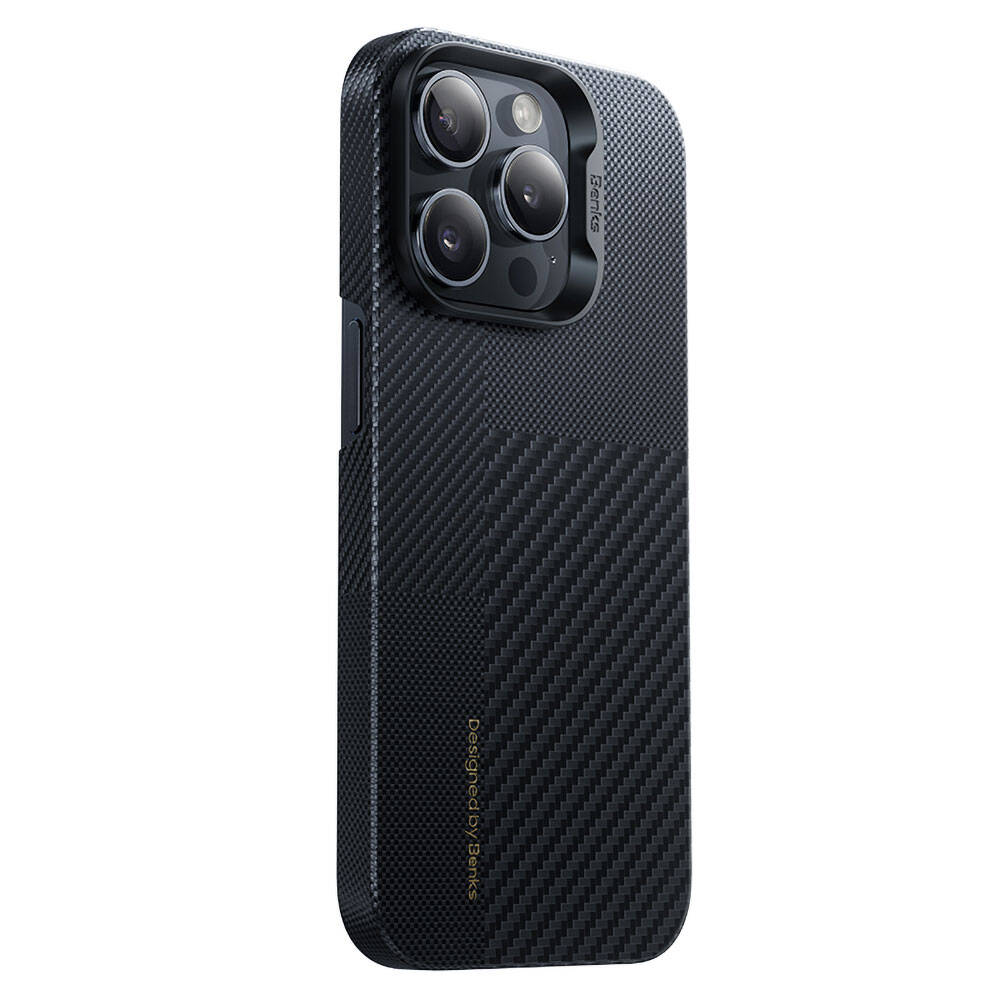 Apple iPhone 14 Pro Uyumlu Kılıf M-safe Şarj Özellikli Karbon Fiber Benks Montage ArmorAir Kevlar Kapak