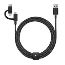 Native Union Belt Serisi 3in1 USB-A to Type-C - Lightning - Micro Şarj Kablosu 2M