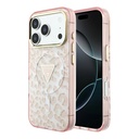 Apple iPhone 18 Pro Uyumlu Kılıf Guess Orjinal Lisanslı M-safe Şarj Özellikli Üçgen Logolu Simli Leopar Desenli Kapak