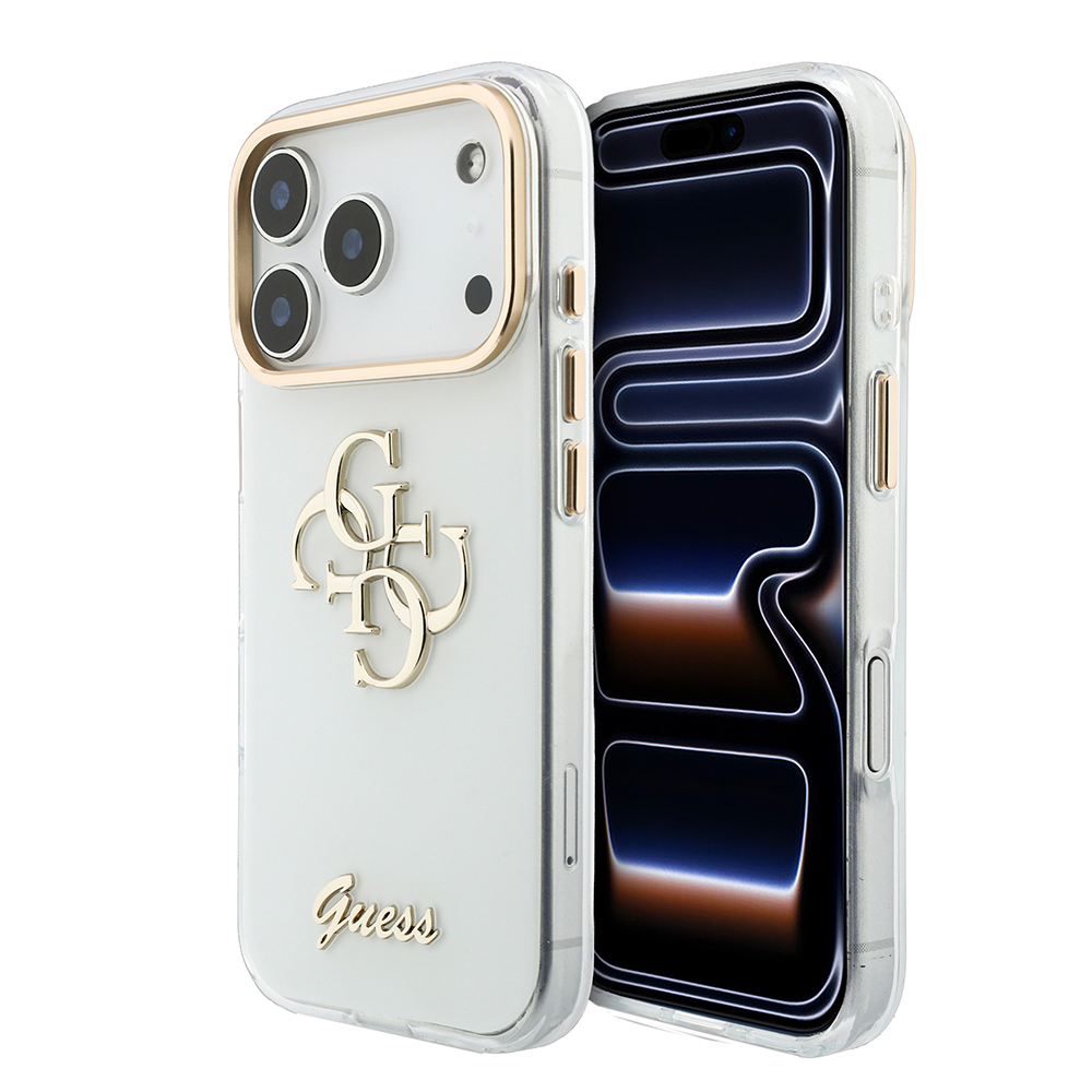Apple iPhone 18 Pro Uyumlu Kılıf Guess Orjinal Lisanslı Yazı ve 4G Büyük Metal Logolu Silikon Kapak