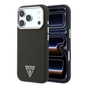 Apple iPhone 18 Pro Uyumlu Kılıf Guess Orjinal Lisanslı M-safe Şarj Özellikli PU Metal Üçgen Logolu Karbon Fiber Kevlar Kapak