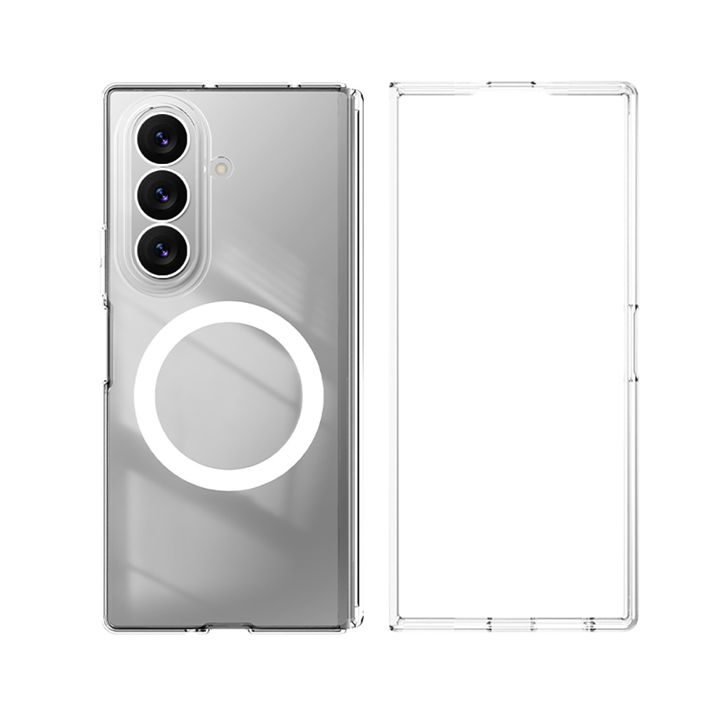 [RNZ-TA138459] Samsung Galaxy Z Fold 7 Uyumlu Kılıf M-safe Şarj Özellikli Transparan Sert PC Wlons Pita Kapak